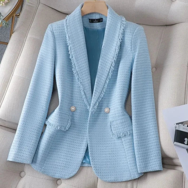 2024 Spring Autumn Popular Temperament Fashion Ladies Woolen Suit Jacket Korean Version High End Versatile Women's Blazer Coat