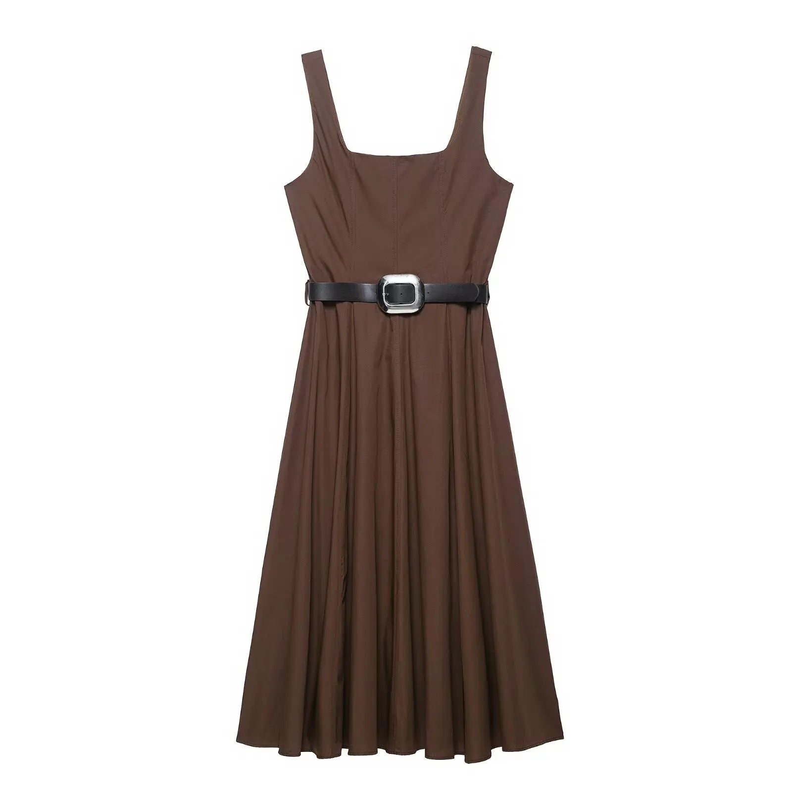 2025 Fashion With Belt Long Dresses for Women Summer Sleeveless Slip Dress Vintage Female Elegant Party Dresses