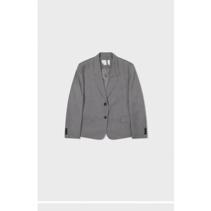25 Year Spring and Autumn New Women's Loose Wide Shoulder Unique Design Wool Simple Versatile Suit Coat