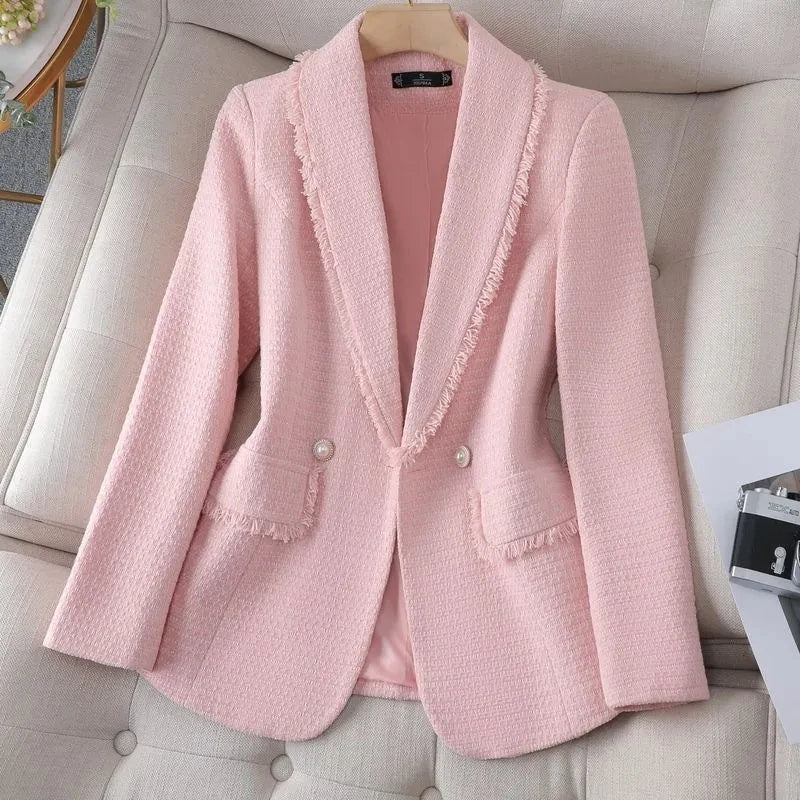 2024 Spring Autumn Popular Temperament Fashion Ladies Woolen Suit Jacket Korean Version High End Versatile Women's Blazer Coat